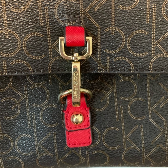 Calvin Klein Brown & Red With Gold Accents Crossbody Bag - Picture 3 of 8